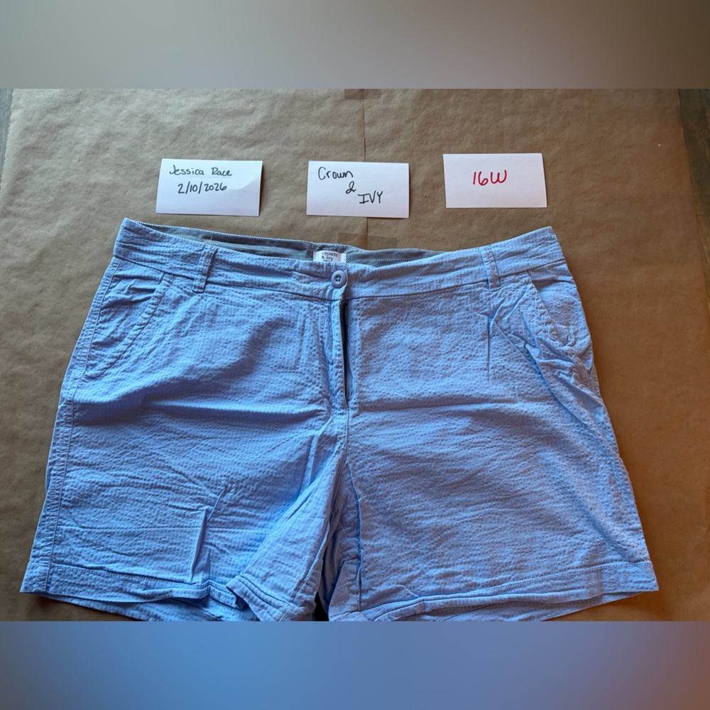 Crown & Ivy Women's Sky Blue High Waist Shorts